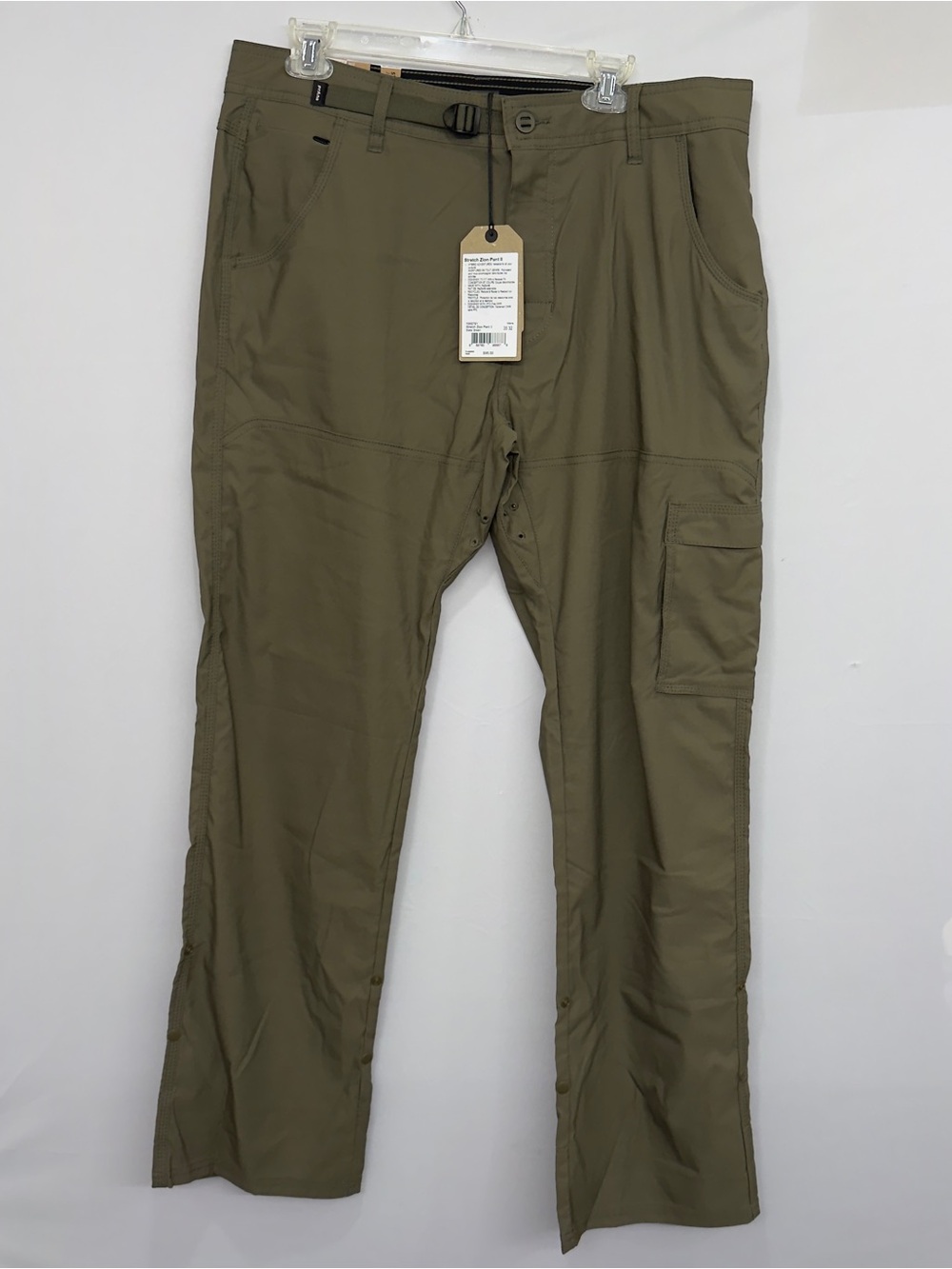 PrAna Men's 35x32 Stretch Zion Pant II Olive Green Cargo Straight Leg Outdoor